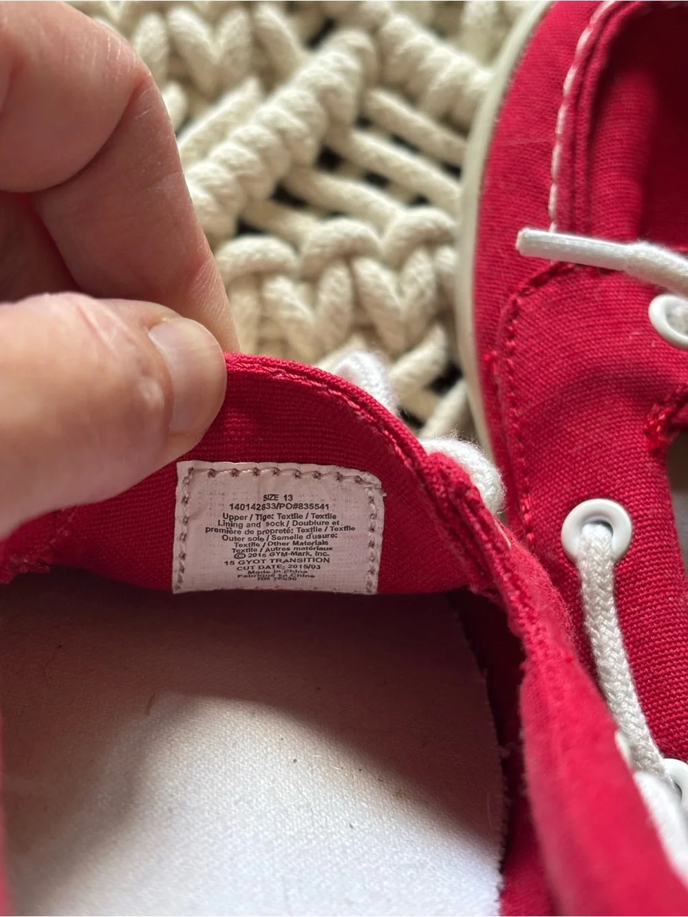 Gymboree Girls' Red Canvas Boat Shoes size 13